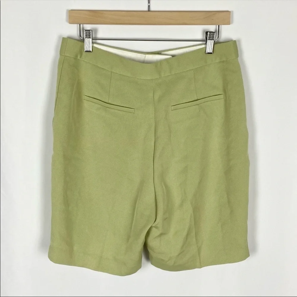 Aritzia Babaton Borna High Rise Longline Green Pleated Shorts size 10 - Picture 7 of 7